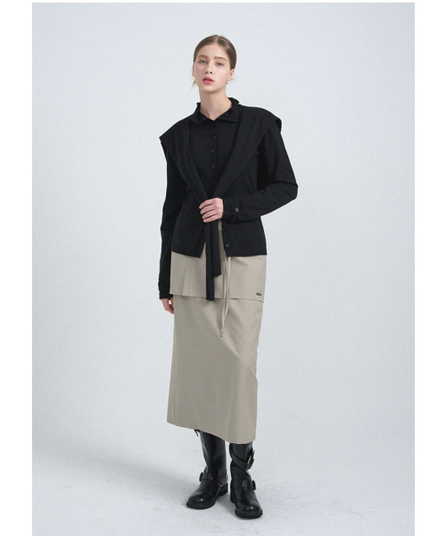 MICANE(ミケーネ)の「エロンレイヤードロングスカート(スカート・レディース・ベージュ/チャコール・XX-LARGE/X-SMALL/SMALL/MEDIUM/LARGE/X-LARGE)」の3枚目の写真