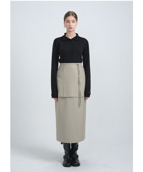 MICANE(ミケーネ)の「エロンレイヤードロングスカート(スカート・レディース・ベージュ/チャコール・XX-LARGE/X-SMALL/SMALL/MEDIUM/LARGE/X-LARGE)」の4枚目の写真