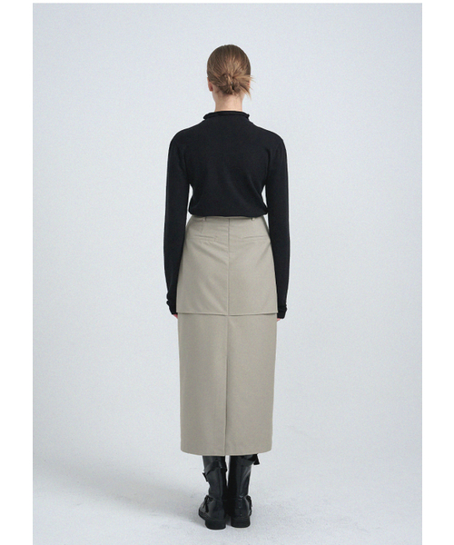 MICANE(ミケーネ)の「エロンレイヤードロングスカート(スカート・レディース・ベージュ/チャコール・XX-LARGE/X-SMALL/SMALL/MEDIUM/LARGE/X-LARGE)」の5枚目の写真