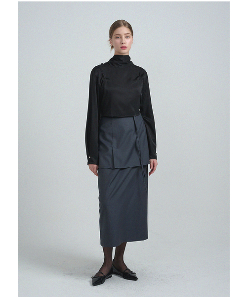 MICANE(ミケーネ)の「エロンレイヤードロングスカート(スカート・レディース・ベージュ/チャコール・XX-LARGE/X-SMALL/SMALL/MEDIUM/LARGE/X-LARGE)」の6枚目の写真