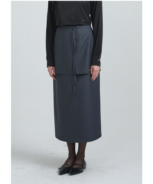 MICANE(ミケーネ)の「エロンレイヤードロングスカート(スカート・レディース・ベージュ/チャコール・XX-LARGE/X-SMALL/SMALL/MEDIUM/LARGE/X-LARGE)」の7枚目の写真
