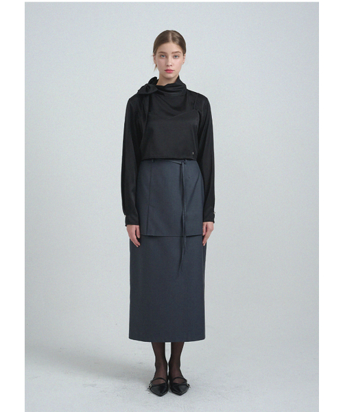 MICANE(ミケーネ)の「エロンレイヤードロングスカート(スカート・レディース・ベージュ/チャコール・XX-LARGE/X-SMALL/SMALL/MEDIUM/LARGE/X-LARGE)」の8枚目の写真