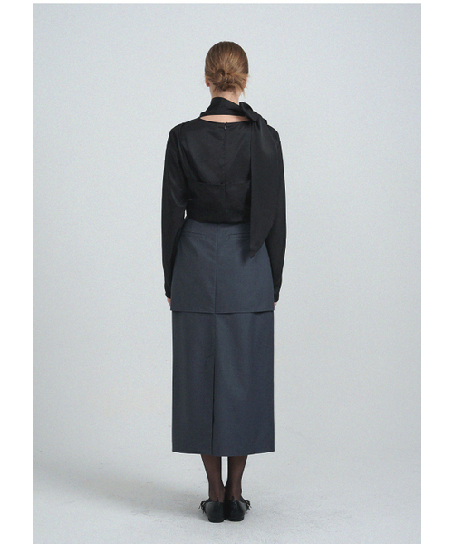 MICANE(ミケーネ)の「エロンレイヤードロングスカート(スカート・レディース・ベージュ/チャコール・XX-LARGE/X-SMALL/SMALL/MEDIUM/LARGE/X-LARGE)」の9枚目の写真