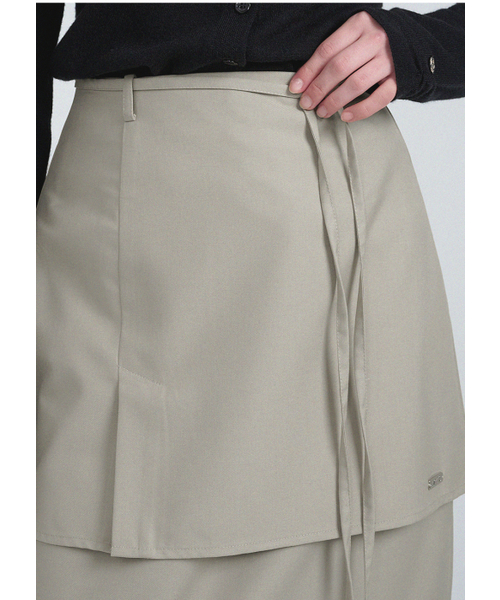 MICANE(ミケーネ)の「エロンレイヤードロングスカート(スカート・レディース・ベージュ/チャコール・XX-LARGE/X-SMALL/SMALL/MEDIUM/LARGE/X-LARGE)」の12枚目の写真