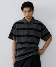 ENDOOR（エンドア）の「Vintage pk stripe 1/2 polo shirt (vtg gray)（シャツ/ブラウス）」