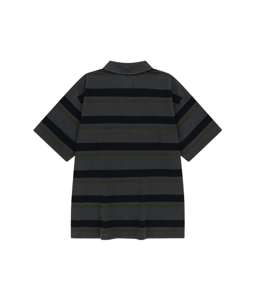 ENDOOR(エンドア)の「Vintage pk stripe 1/2 polo shirt (vtg gray)(シャツ/ブラウス・メンズ・チャコールグレー・1/2)」の3枚目の写真