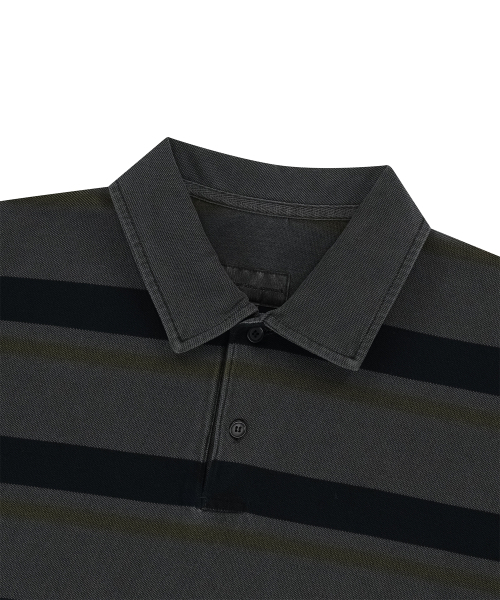 ENDOOR(エンドア)の「Vintage pk stripe 1/2 polo shirt (vtg gray)(シャツ/ブラウス・メンズ・チャコールグレー・1/2)」の4枚目の写真