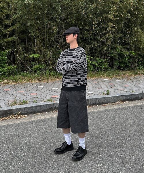ANOLORCODE（アノローコード）の「ストライプカットオフデニムパンツ（ブラック）（その他パンツ・レディース・その他・SMALL/MEDIUM/LARGE）」の4枚目の写真