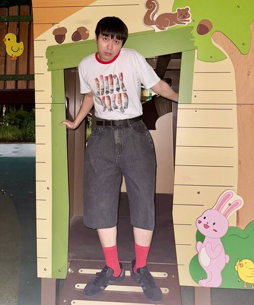 ANOLORCODE（アノローコード）の「ストライプカットオフデニムパンツ（ブラック）（その他パンツ・レディース・その他・SMALL/MEDIUM/LARGE）」の6枚目の写真