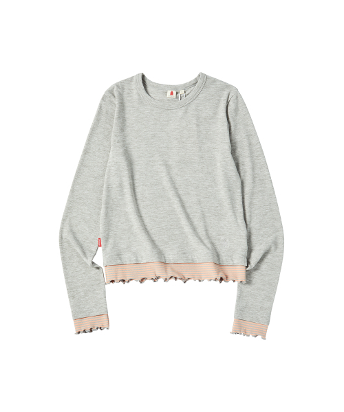COMONINOZ（コモニノズ）の「W STRIPE LAYERED T-SHIRT [LIGHT GRAY]（Tシャツ/カットソー・レディース・ライトグレー・FREE）」の2枚目の写真