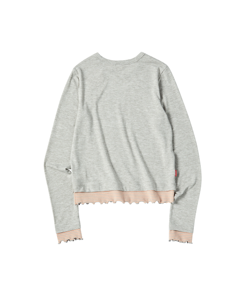 COMONINOZ（コモニノズ）の「W STRIPE LAYERED T-SHIRT [LIGHT GRAY]（Tシャツ/カットソー・レディース・ライトグレー・FREE）」の3枚目の写真