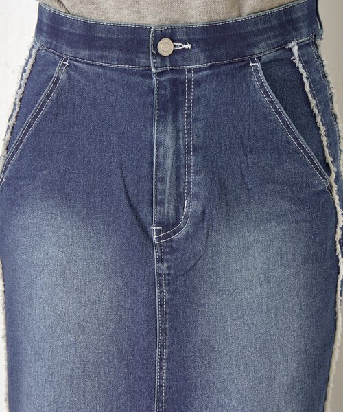 Jena espace merveilleux（ジェナ　エスパスメルヴェイユ）の「サイドフリンジデニムスカート（スカート・レディース・ブラック/ネイビー・FREE）」の11枚目の写真