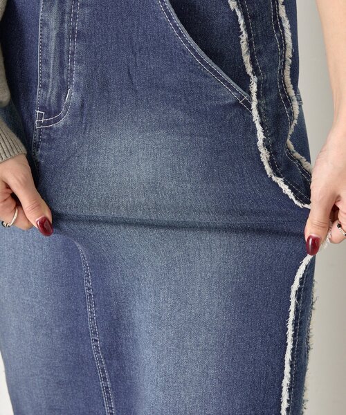Jena espace merveilleux（ジェナ　エスパスメルヴェイユ）の「サイドフリンジデニムスカート（スカート・レディース・ブラック/ネイビー・FREE）」の15枚目の写真