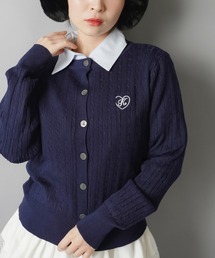 SPINNS | ケーブルニットカーディガン/ワンポイントハート刺繍ロゴ(カーディガン/ボレロ)