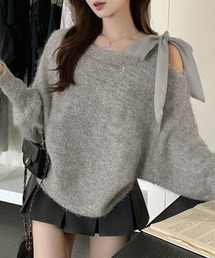 オフショル ニット オフショルダー」に該当するグレー/灰色系の