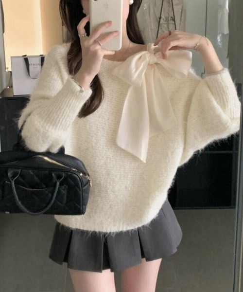 Miniministore(ミニミニストア)の「ラメシャギーニットオフショルダートップス(ニット/セーター・レディース・グレー/ピンク/アイボリー/ラベンダー・FREE)」の22枚目の写真