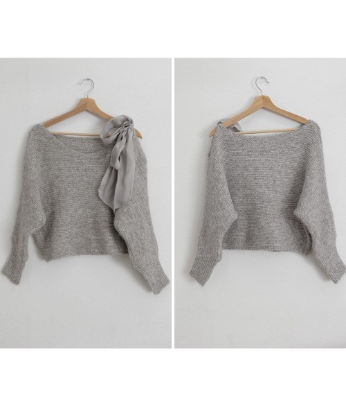 Miniministore(ミニミニストア)の「ラメシャギーニットオフショルダートップス(ニット/セーター・レディース・グレー/ピンク/アイボリー/ラベンダー・FREE)」の14枚目の写真