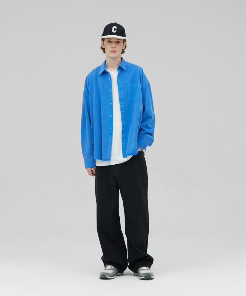 STENDS（ステンズ）の「[M~4XL] ピグメントウォッシングシャツ_ディープブルー（シャツ/ブラウス・メンズ・その他・X-LARGE/XX-LARGE/XXX-LARGE/XXXX-LARGE/MEDIUM/LARGE）」の3枚目の写真