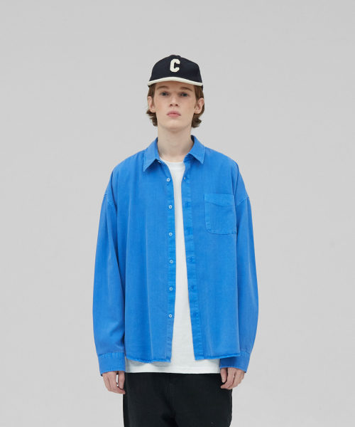 STENDS（ステンズ）の「[M~4XL] ピグメントウォッシングシャツ_ディープブルー（シャツ/ブラウス・メンズ・その他・X-LARGE/XX-LARGE/XXX-LARGE/XXXX-LARGE/MEDIUM/LARGE）」の4枚目の写真