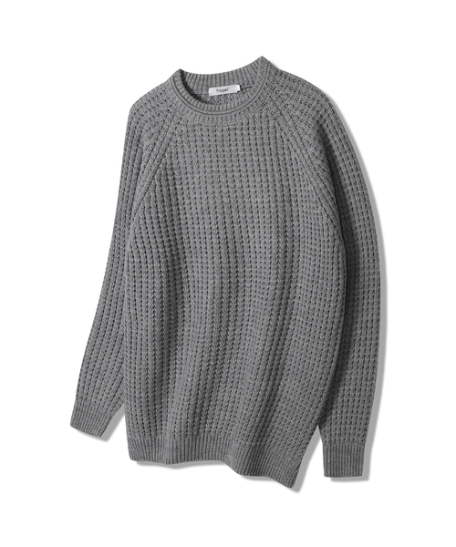 レイヤードネックラウンドニット - 3カラー