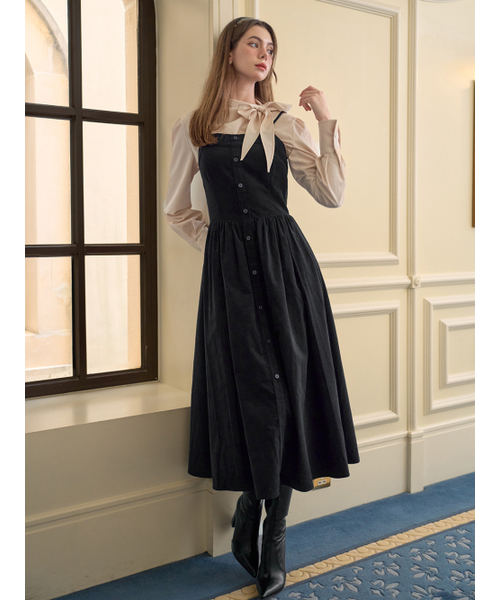 LANGNLU(ラングアンドルー)の「ルビー コーデュロイドレス(NAVY)(ワンピース・レディース・ネイビー・FREE)」の2枚目の写真