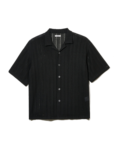 ZNO(ジーアンドオー)の「リラックスドオープンカラークロッシェシャツ(ブラック)(シャツ/ブラウス・メンズ・その他・LARGE/MEDIUM)」の1枚目の写真