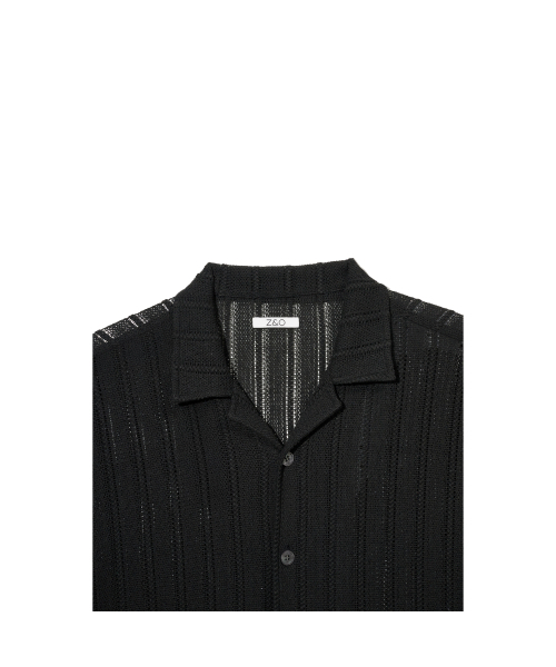 ZNO(ジーアンドオー)の「リラックスドオープンカラークロッシェシャツ(ブラック)(シャツ/ブラウス・メンズ・その他・LARGE/MEDIUM)」の4枚目の写真