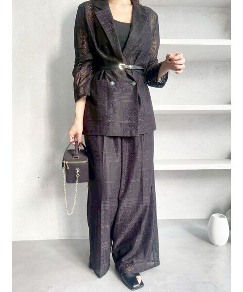 LAGUNAMOON(ラグナムーン)の「タイルパターンレースワイドパンツ 【夏服】(その他パンツ・レディース・ホワイト/ブラック・MEDIUM/SMALL)」の19枚目の写真