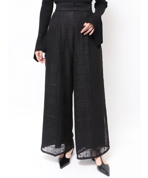 LAGUNAMOON(ラグナムーン)の「タイルパターンレースワイドパンツ 【夏服】(その他パンツ・レディース・ホワイト/ブラック・MEDIUM/SMALL)」の5枚目の写真