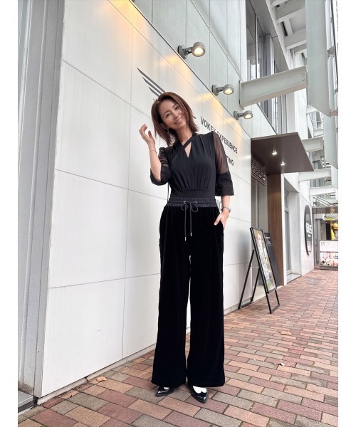 Day and Grade(デイアンドグレイド)の「【真山景子セレクト】サイドギャザーベロアパンツ(その他パンツ・レディース・ブルー/ブラック・FREE)」の22枚目の写真