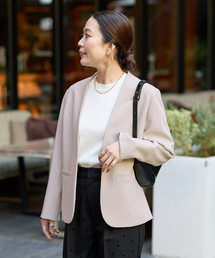 B.C STOCK（ベーセーストック）の「手洗い可 / T/R ダブルクロス ジャケット（ノーカラージャケット）」