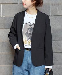 B.C STOCK（ベーセーストック）の「手洗い可 / T/R ダブルクロス ジャケット（ノーカラージャケット）」