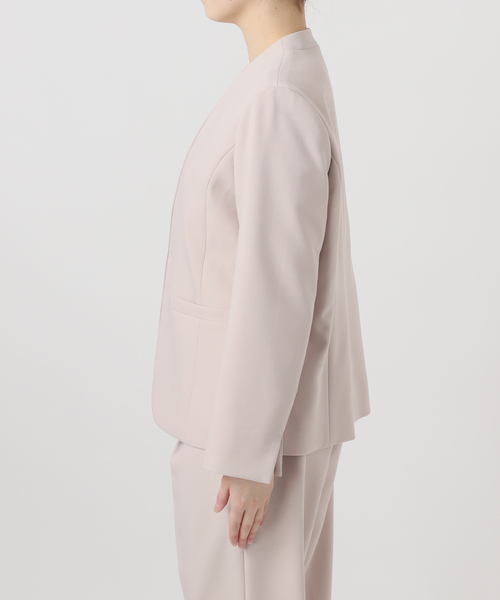 B.C STOCK(ベーセーストック)の「手洗い可 / T/R ダブルクロス ジャケット(ノーカラージャケット・レディース・ベージュ系その他/ブラック・MEDIUM/SMALL)」の6枚目の写真