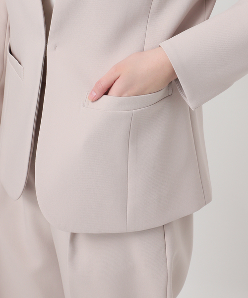 B.C STOCK(ベーセーストック)の「手洗い可 / T/R ダブルクロス ジャケット(ノーカラージャケット・レディース・ベージュ系その他/ブラック・MEDIUM/SMALL)」の11枚目の写真