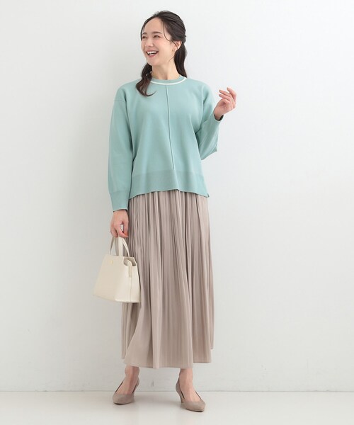 SHOO・LA・RUE（シューラルー）の「【洗濯機可/S-LL】軽やかな スポンディッシュ パイピングニット（ニット/セーター・レディース・ネイビー/ライトグリーン/イエロー系その他/ベビーピンク・01/02/03/04）」の7枚目の写真