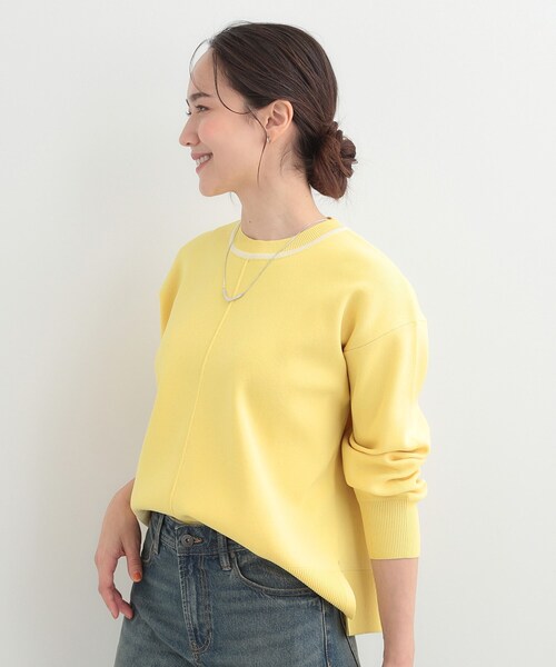 SHOO・LA・RUE（シューラルー）の「【洗濯機可/S-LL】軽やかな スポンディッシュ パイピングニット（ニット/セーター・レディース・ネイビー/ライトグリーン/イエロー系その他/ベビーピンク・01/02/03/04）」の10枚目の写真