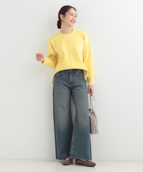 SHOO・LA・RUE（シューラルー）の「【洗濯機可/S-LL】軽やかな スポンディッシュ パイピングニット（ニット/セーター・レディース・ネイビー/ライトグリーン/イエロー系その他/ベビーピンク・01/02/03/04）」の11枚目の写真