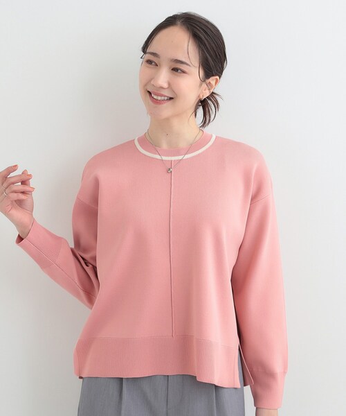 SHOO・LA・RUE（シューラルー）の「【洗濯機可/S-LL】軽やかな スポンディッシュ パイピングニット（ニット/セーター・レディース・ネイビー/ライトグリーン/イエロー系その他/ベビーピンク・01/02/03/04）」の13枚目の写真