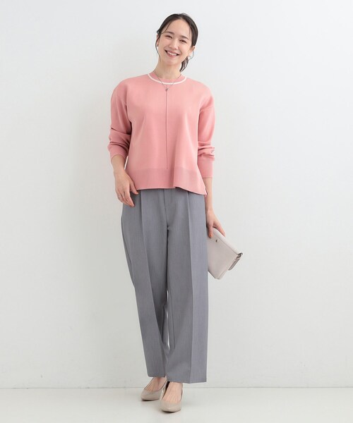 SHOO・LA・RUE（シューラルー）の「【洗濯機可/S-LL】軽やかな スポンディッシュ パイピングニット（ニット/セーター・レディース・ネイビー/ライトグリーン/イエロー系その他/ベビーピンク・01/02/03/04）」の15枚目の写真