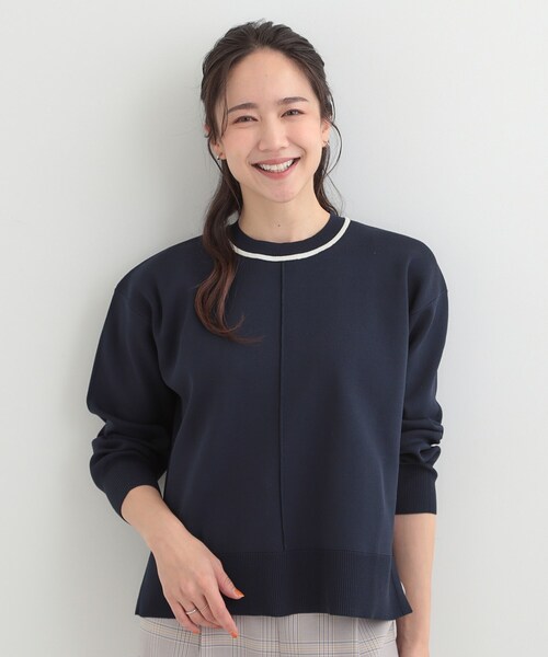 SHOO・LA・RUE（シューラルー）の「【洗濯機可/S-LL】軽やかな スポンディッシュ パイピングニット（ニット/セーター・レディース・ネイビー/ライトグリーン/イエロー系その他/ベビーピンク・01/02/03/04）」の17枚目の写真