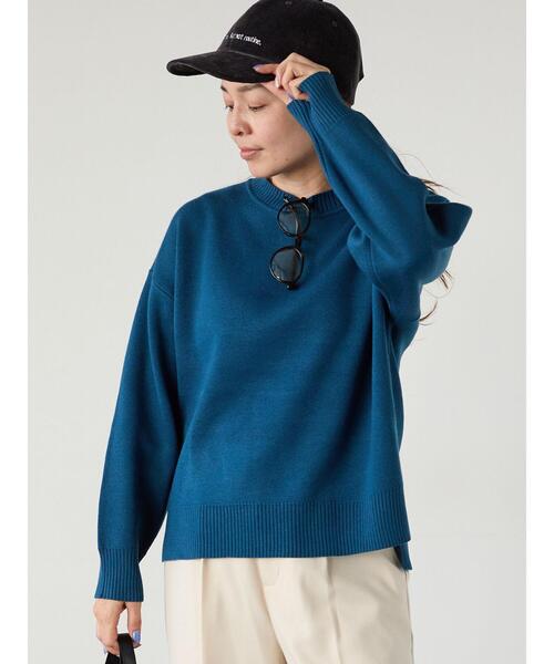 Lugnoncure（ルノンキュール）の「コットンタッチクルーネックニットプルオーバー（ニット/セーター・レディース・ブラック/ミント/ネイビー/イエロー/オフホワイト・F）」の4枚目の写真