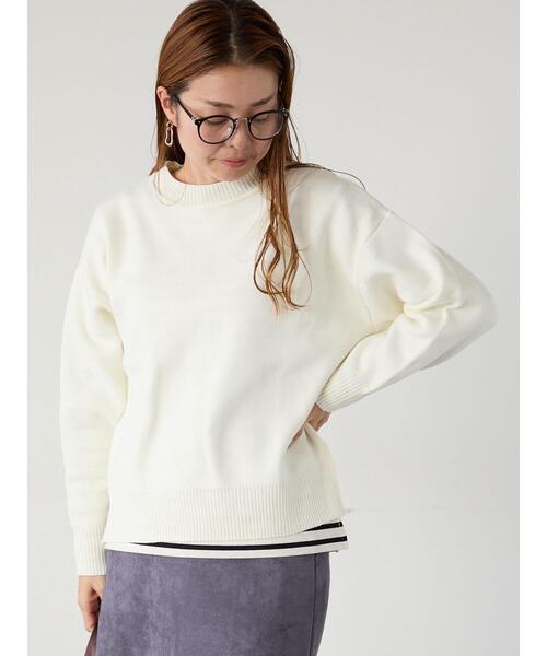 Lugnoncure（ルノンキュール）の「コットンタッチクルーネックニットプルオーバー（ニット/セーター・レディース・ブラック/ミント/ネイビー/イエロー/オフホワイト・F）」の2枚目の写真