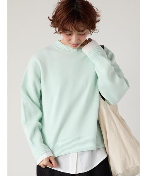 Lugnoncure（ルノンキュール）の「コットンタッチクルーネックニットプルオーバー（ニット/セーター・レディース・ブラック/ミント/ネイビー/イエロー/オフホワイト・F）」の11枚目の写真