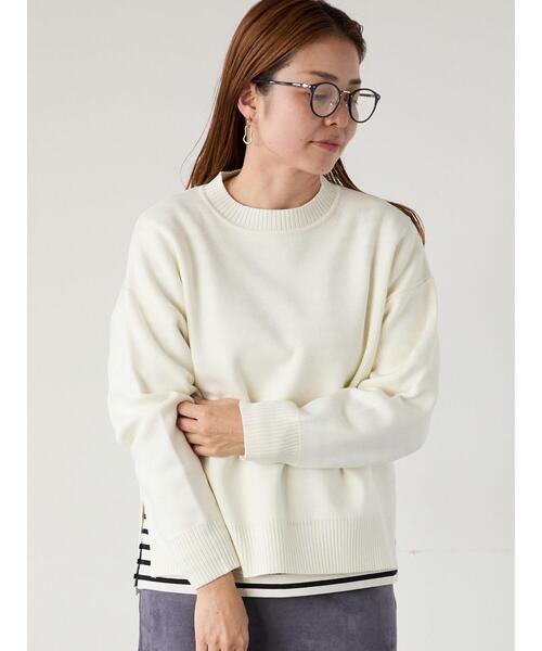 Lugnoncure（ルノンキュール）の「コットンタッチクルーネックニットプルオーバー（ニット/セーター・レディース・ブラック/ミント/ネイビー/イエロー/オフホワイト・F）」の14枚目の写真