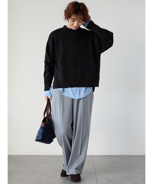 Lugnoncure（ルノンキュール）の「コットンタッチクルーネックニットプルオーバー（ニット/セーター・レディース・ブラック/ミント/ネイビー/イエロー/オフホワイト・F）」の16枚目の写真