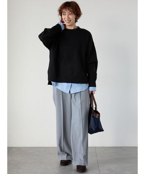 Lugnoncure（ルノンキュール）の「コットンタッチクルーネックニットプルオーバー（ニット/セーター・レディース・ブラック/ミント/ネイビー/イエロー/オフホワイト・F）」の17枚目の写真