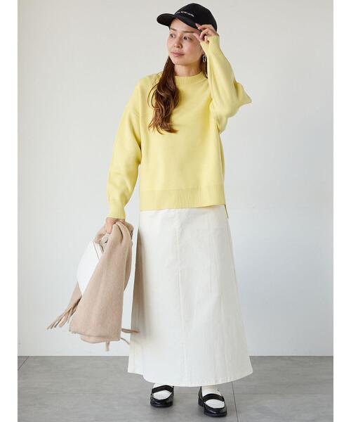Lugnoncure（ルノンキュール）の「コットンタッチクルーネックニットプルオーバー（ニット/セーター・レディース・ブラック/ミント/ネイビー/イエロー/オフホワイト・F）」の19枚目の写真