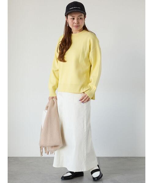 Lugnoncure（ルノンキュール）の「コットンタッチクルーネックニットプルオーバー（ニット/セーター・レディース・ブラック/ミント/ネイビー/イエロー/オフホワイト・F）」の20枚目の写真
