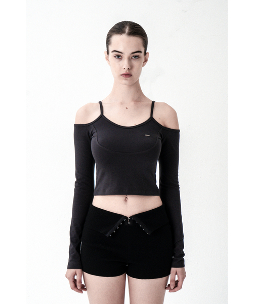 SYNERJYN(シナジン)の「SHOULDER SLIT LONG SLEEVE CHARCOAL(Tシャツ/カットソー・レディース・その他・ONE SIZE)」の1枚目の写真