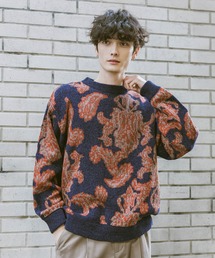 Damask Pattern Jacquard Knit/ダマスク柄ジャガードニット